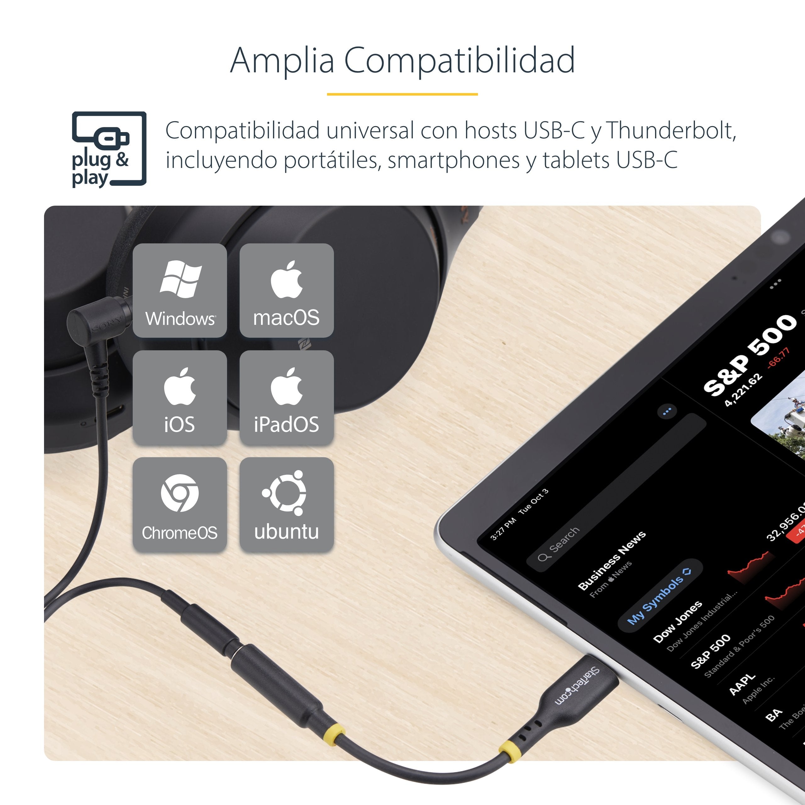 EAN 0065030898225 - StarTech.com USBCAUDIO2 cable de audio 0,127 m USB Type-C 2.0 Negro imagen 11