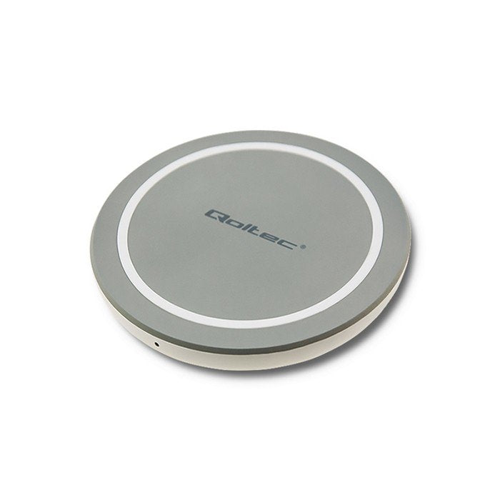 Qoltec 51840 Cargador Inalámbrico Por Inducción | Carga Rápida Qualcomm 3.0 | 10w | Gris