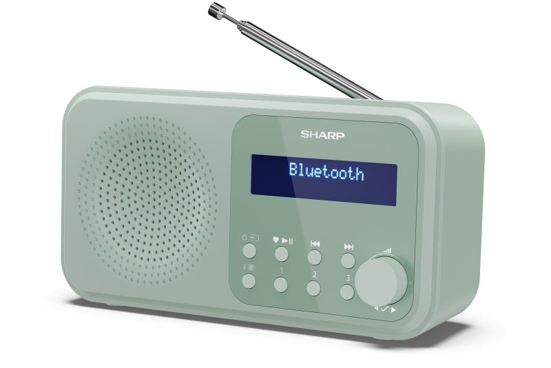 Radio Sharp Dr-P420(Gn) Tokyo Portable Digital Fm Dab Dab+, Bluetooth 5.0, Usb Or Battery Powered, Aquamarine Green
