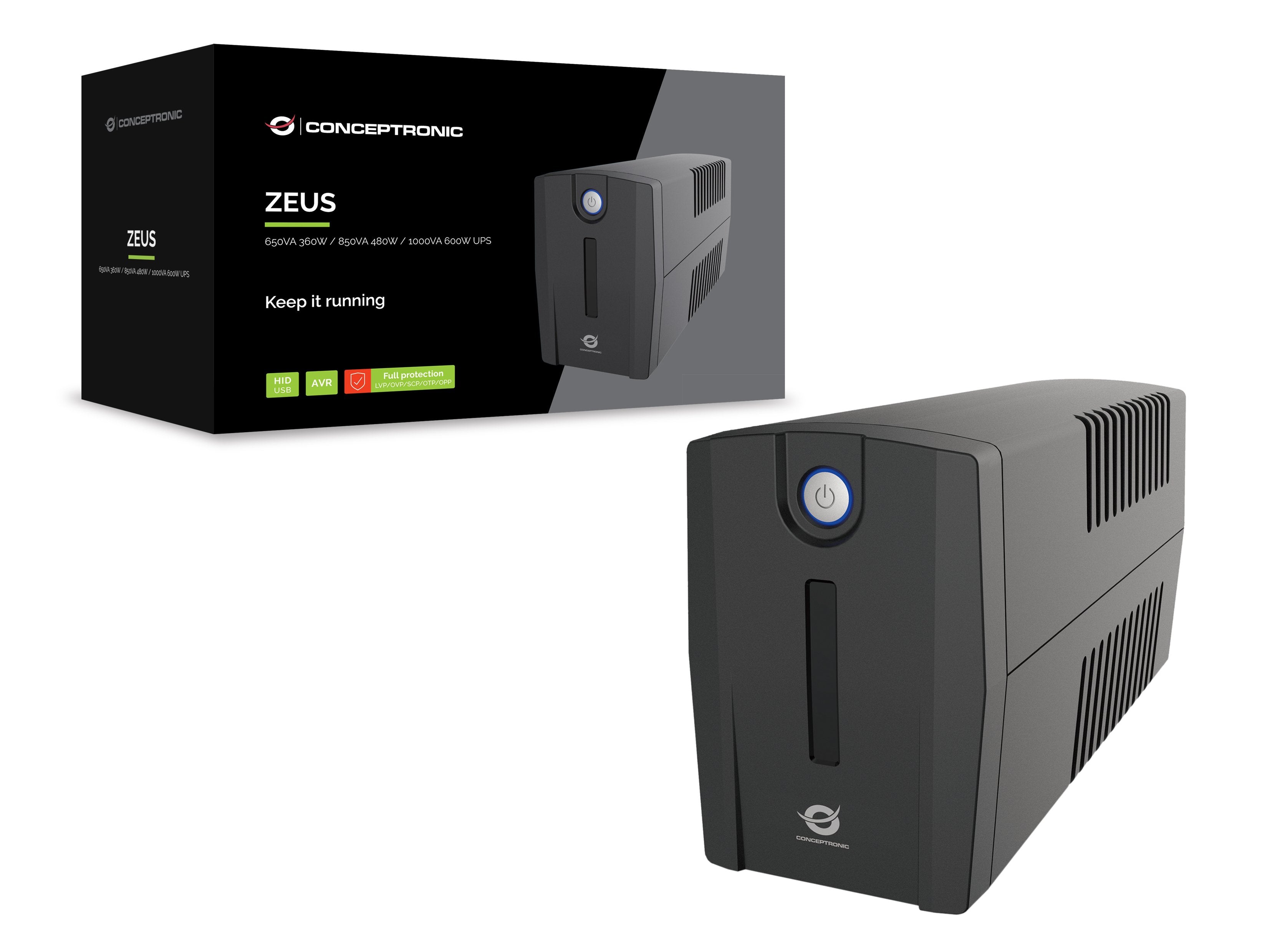Conceptronic Zeus Usv 650va 360w 2xuk Sockets Hid,Usb,Rj45