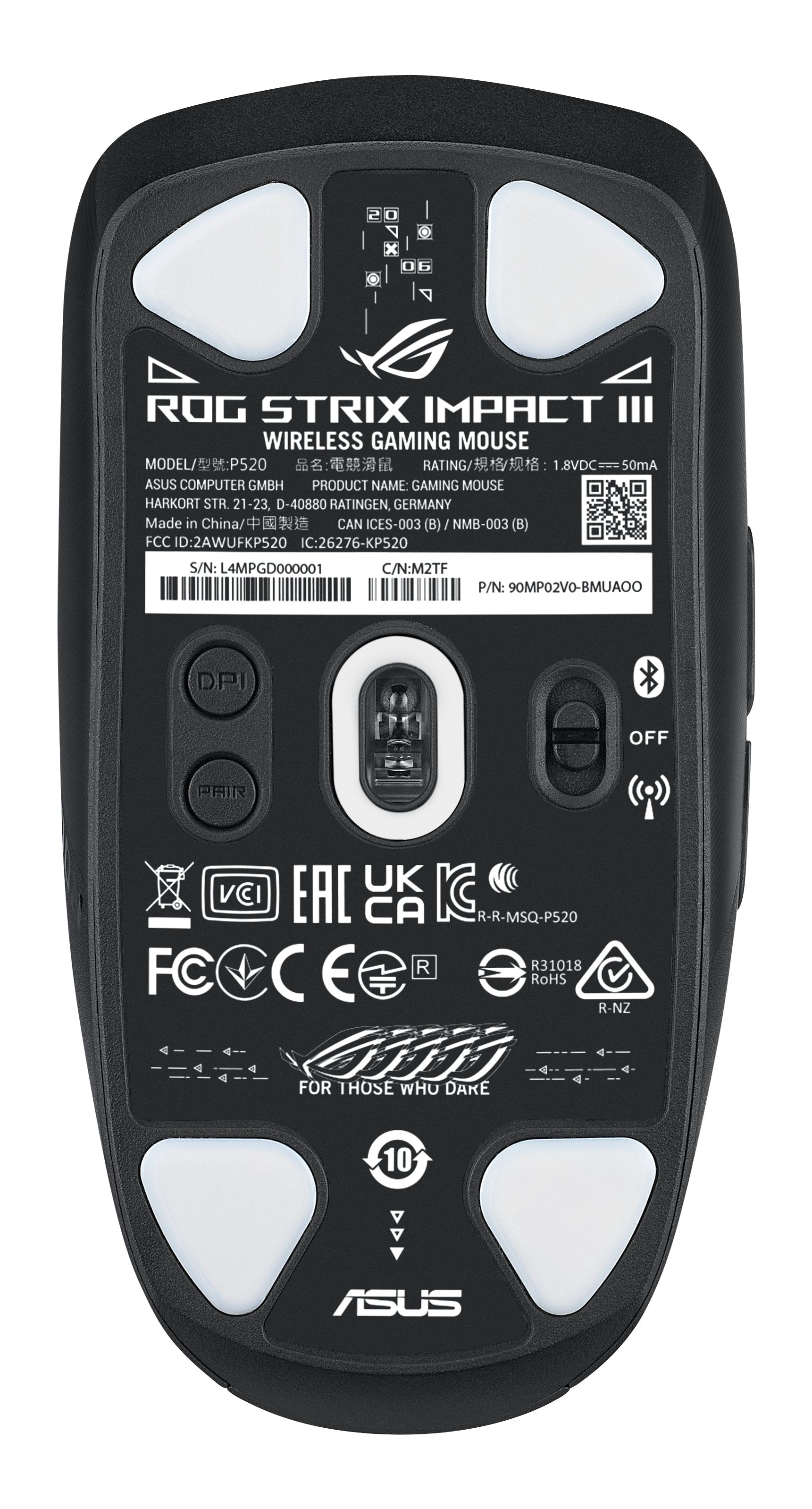 EAN 4711387278161 - ASUS ROG Strix Impact III Wireless ratón Juego Ambidextro RF Wireless + Bluetooth Óptico 36000 DPI imagen 2