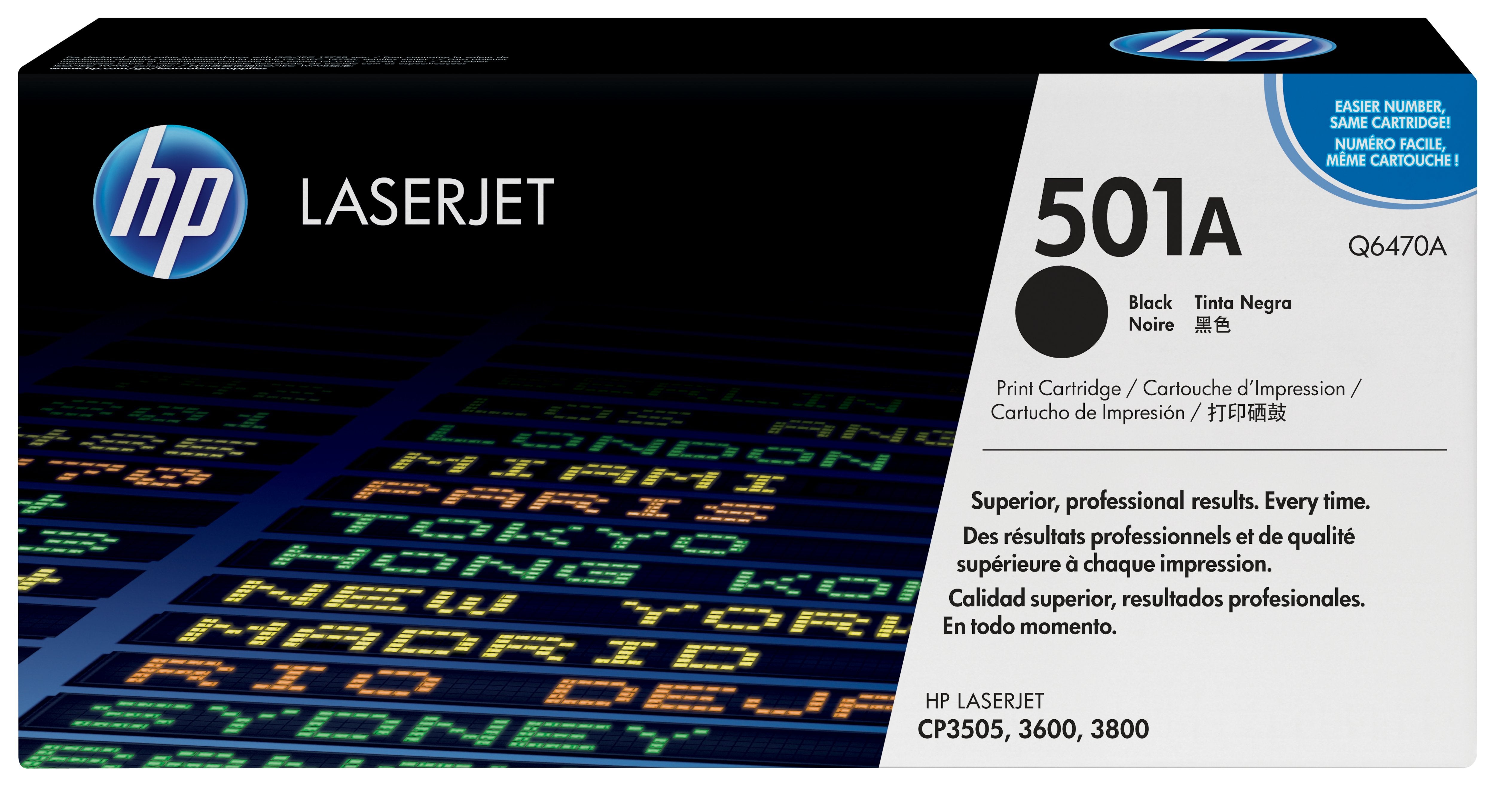 EAN 0829160703084 - HP 501A Black Original LaserJet Toner Cartridge cartucho de tóner 1 pieza(s) imagen 1