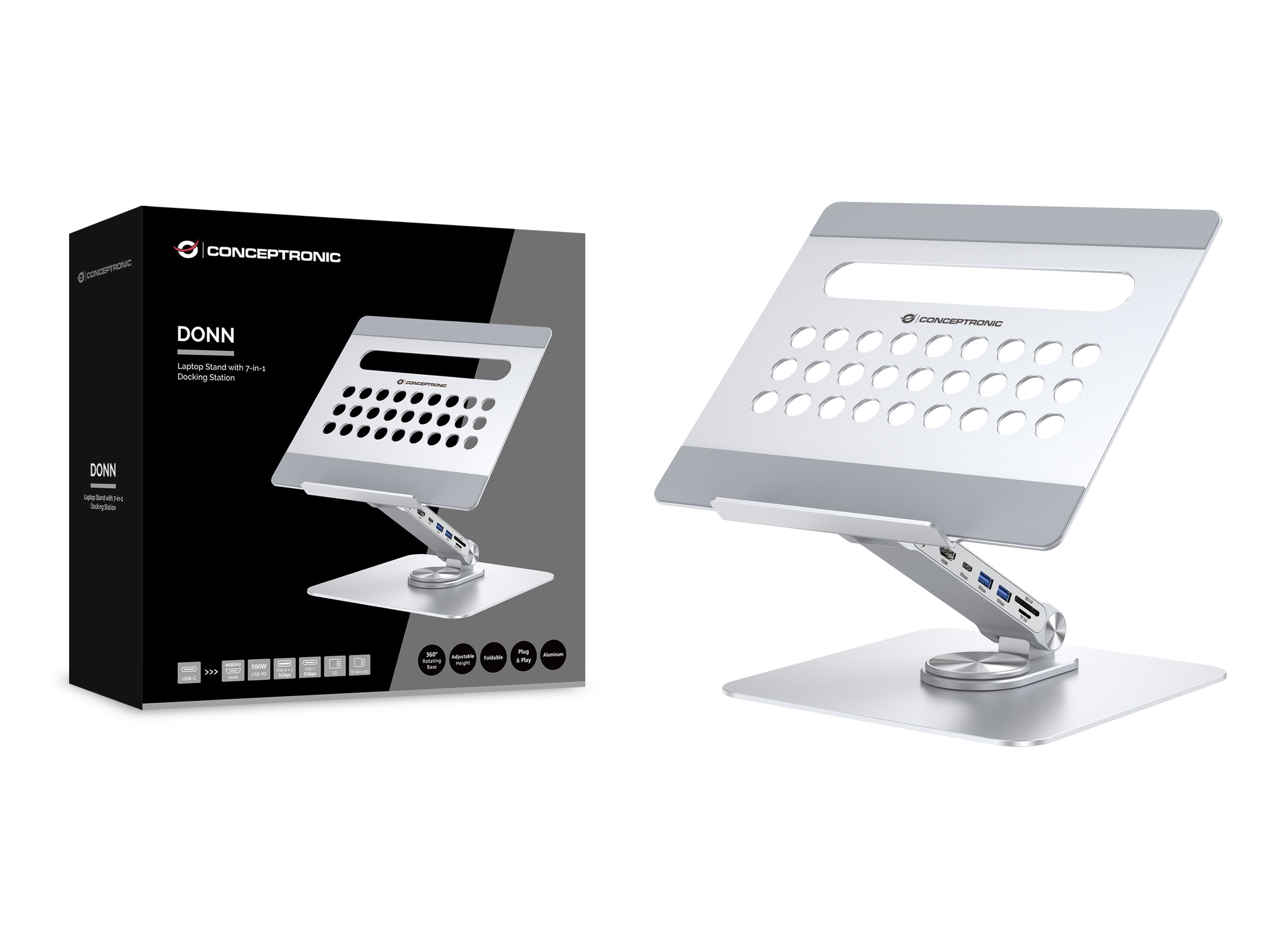 EAN 4015867236789 - Conceptronic DONN27G soporte para ordenador portátil Plata imagen 8