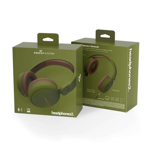 Energy Auricular Headphones 2 Bluetooh Over-Ear 180 Foldable Green 445615