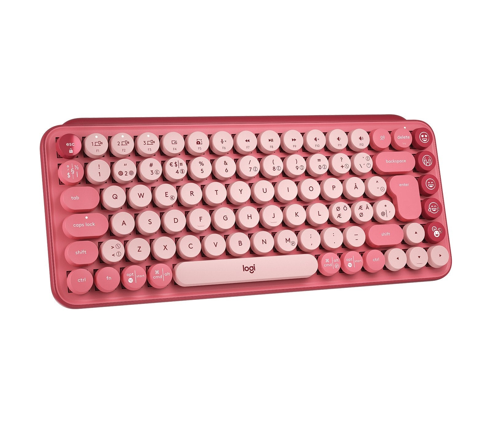 Teclado Nórdico Logitech Pop Keys Wireless Mechanical Keyboard With Emoji Keys Rf Wireless + Bluetooth Qwerty Borgoña, Rosa, Rosa