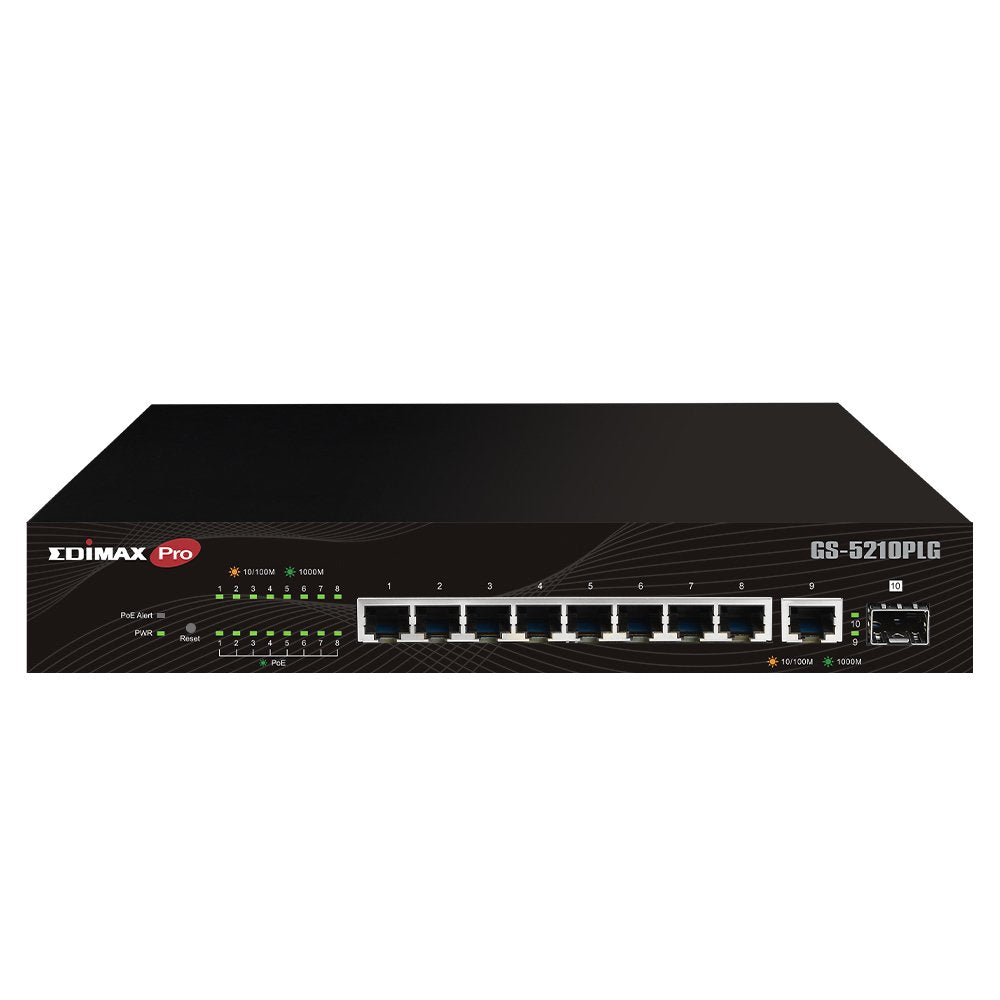Switch Edimax Pro 10x Ge Gs-5210plg 10 Port Gigabit Poe+