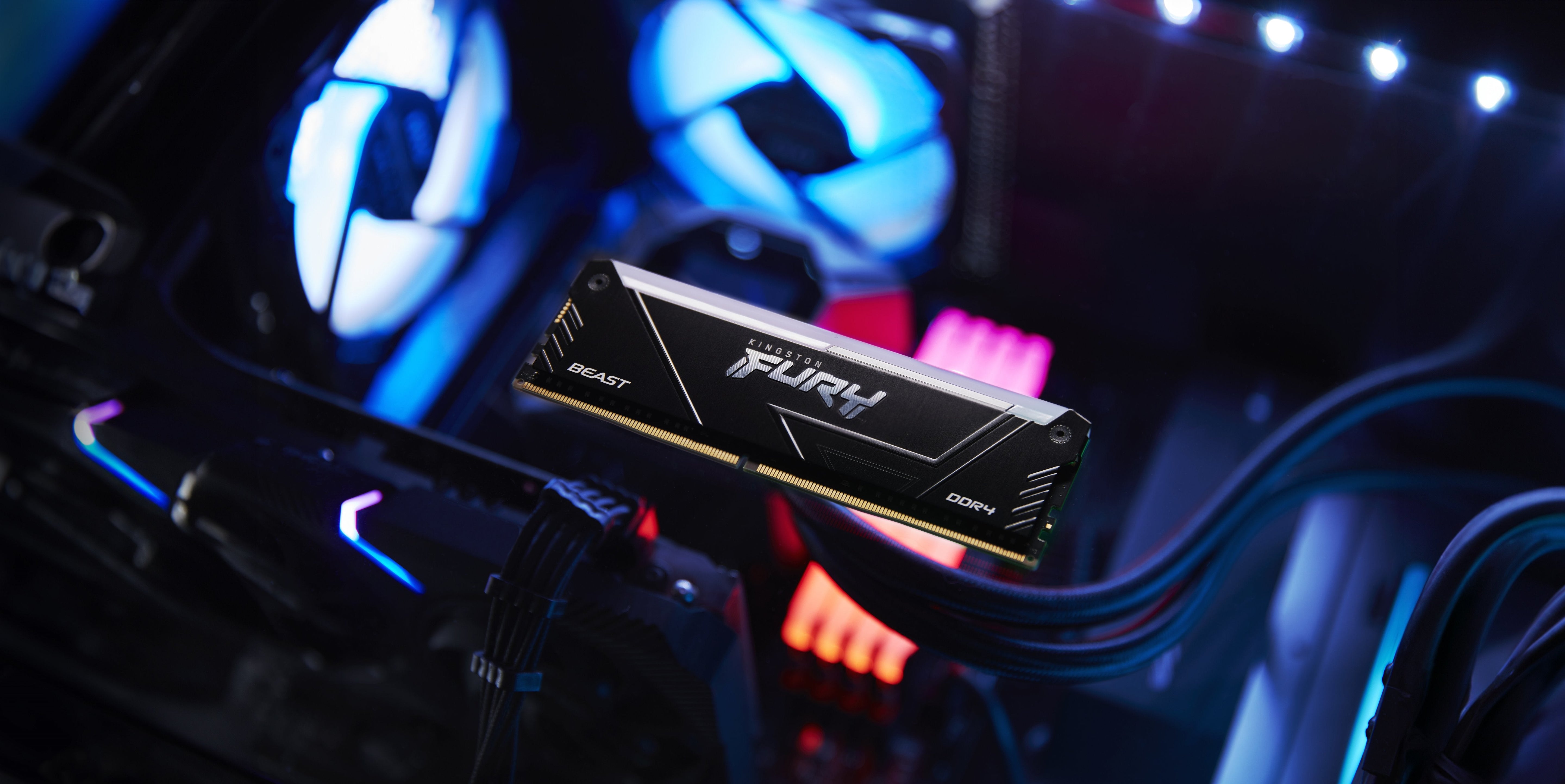 Memoria Kingston Fury Dimm Ddr4 32 Gb 3200 (4x 8 Gb) Kf432c16bb2ak4/32, Beast Rgb, Intel Xmp Kf432c16bb2ak4/32 Negro