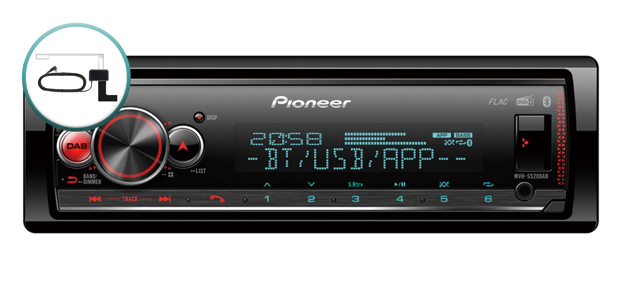 Pioneer Mvh-S520daban Aux/Usb/Bt/Ipod+Ant. Kurzschacht