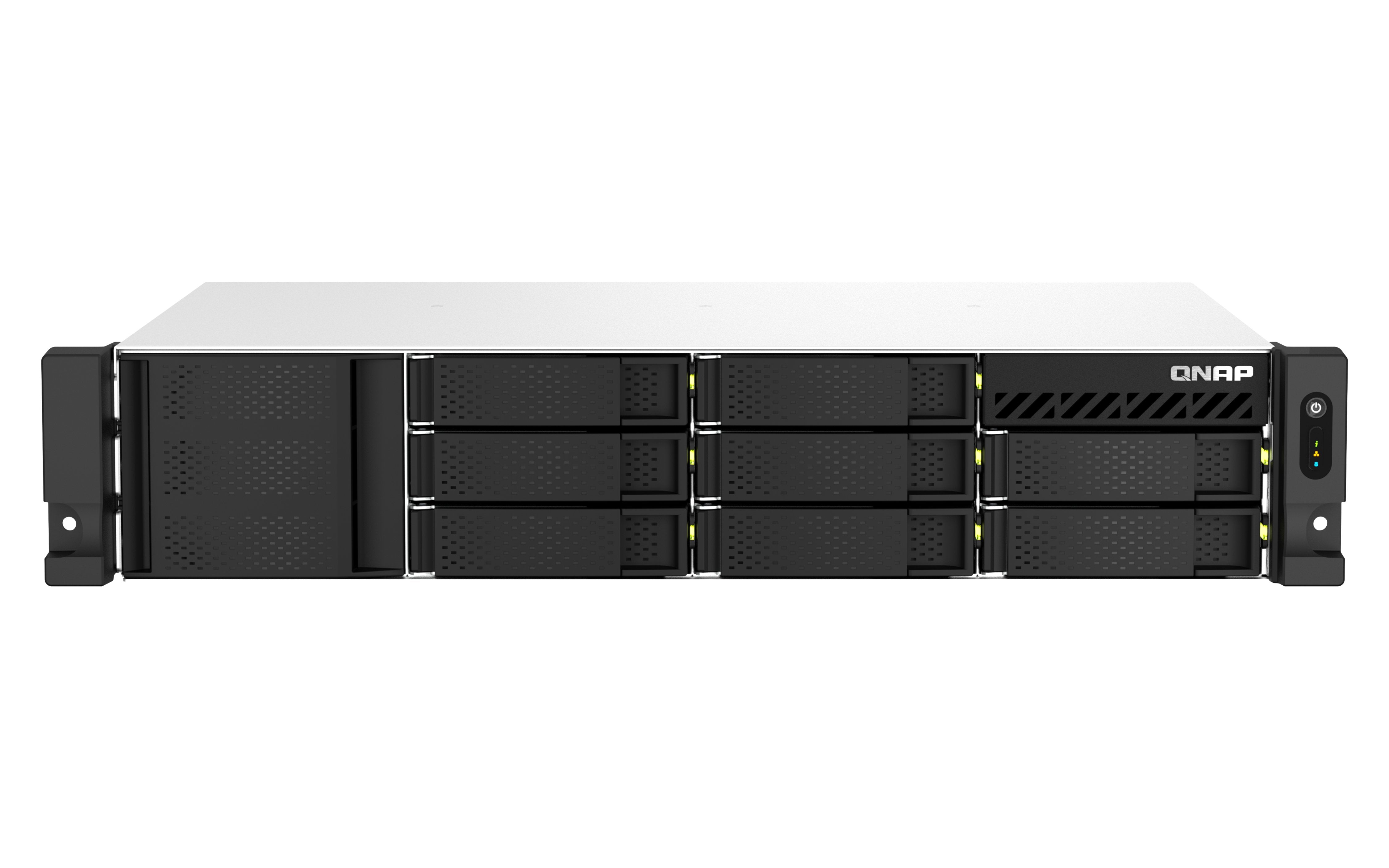 EAN 4711103081082 - QNAP TS-873AeU-RP NAS Bastidor (2U) Ryzen Embedded V1500B 4 GB DDR4 0 TB QuTS hero Negro imagen 1