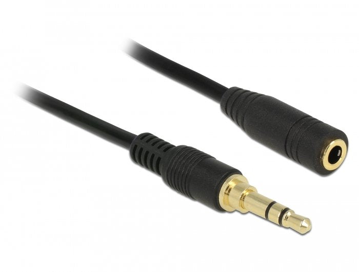 Delock Klinkenverlängerungscable 3,5 Mm 3 Pin Stecker Zu Buchse 2 M Schwarz