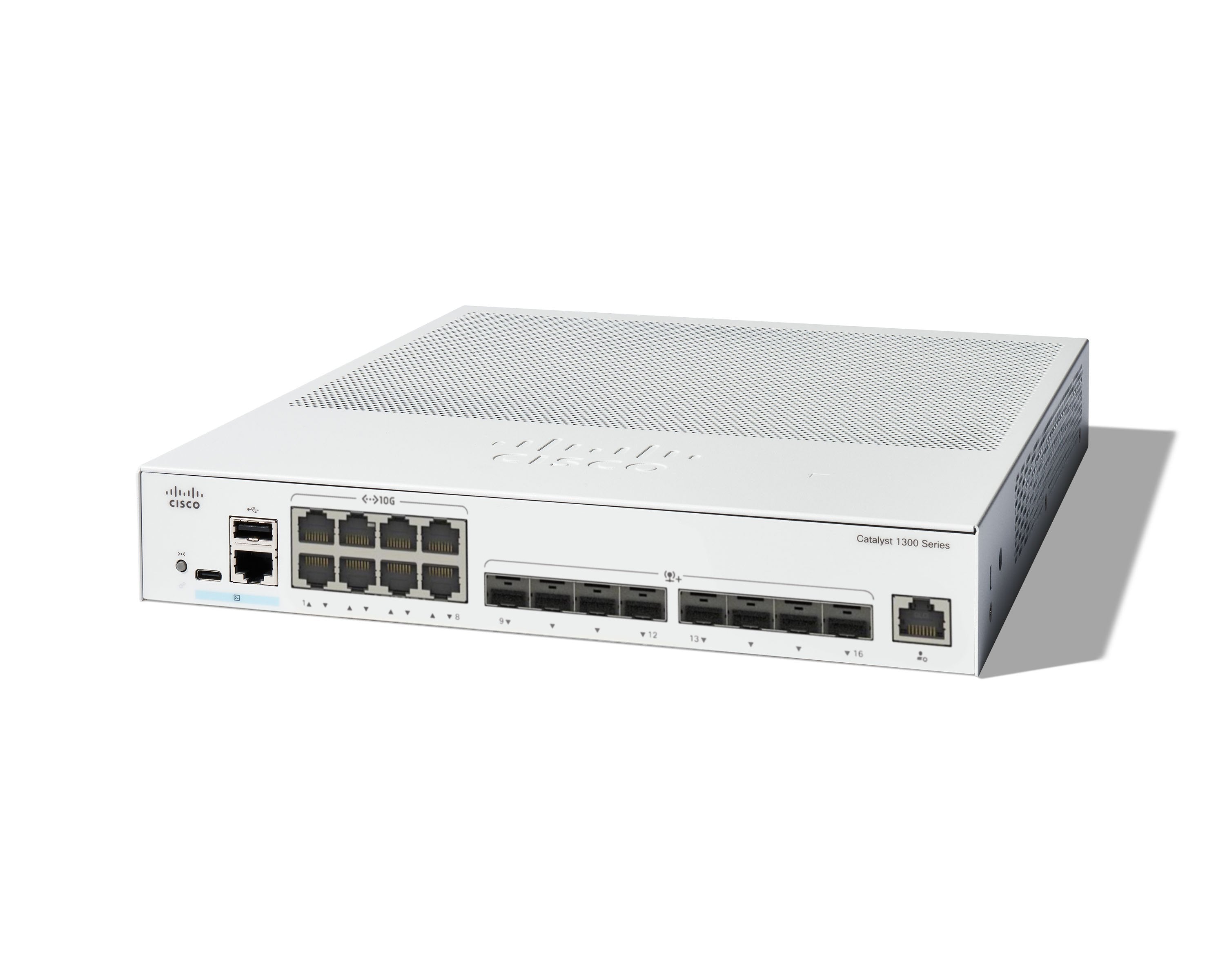 Cisco Catalyst 1300-16xts Conmutador L3 Inteligente 8 X 10gbase-T + 8 X 10 Gigabit Sfp+ Montaje En Rack Refabricado