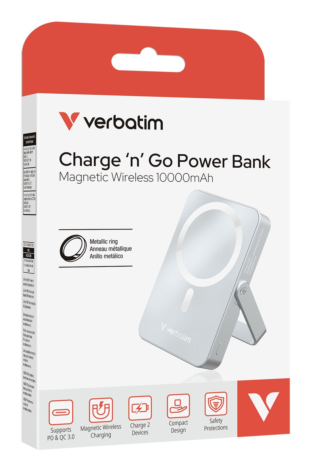EAN 0023942322665 - Verbatim Charge 'n' Go Magnetic Wireless Polímero de litio 10000 mAh Cargador inalámbrico Azul imagen 3
