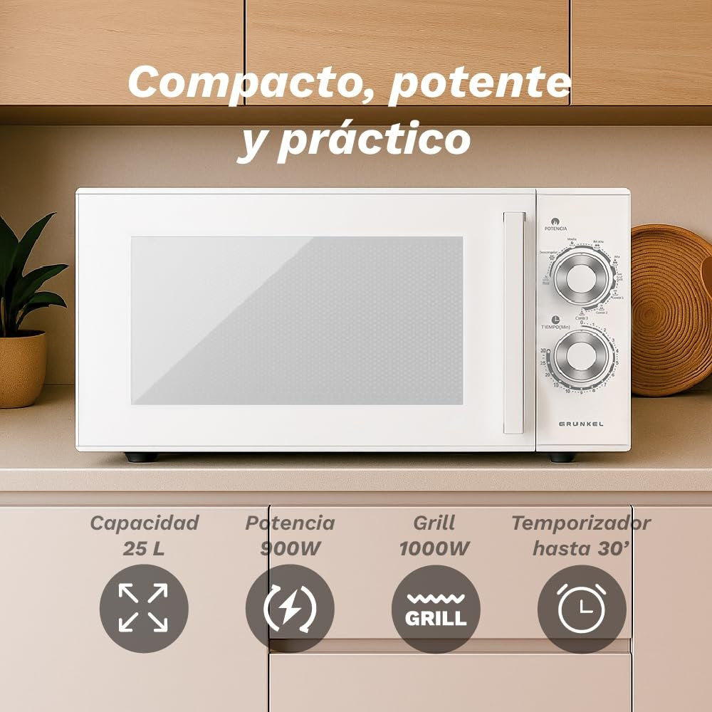 EAN 8426156018973 - Grunkel MWG-25MG microondas Blanco Microondas con grill Encimera 25 L 900 W imagen 3