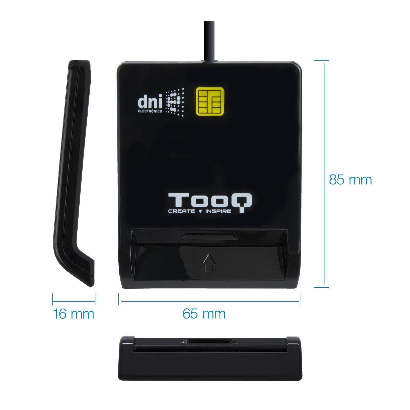 Tooq Lector De Tarjetas Inteligentes Dnie Sim Usb-C - Negro