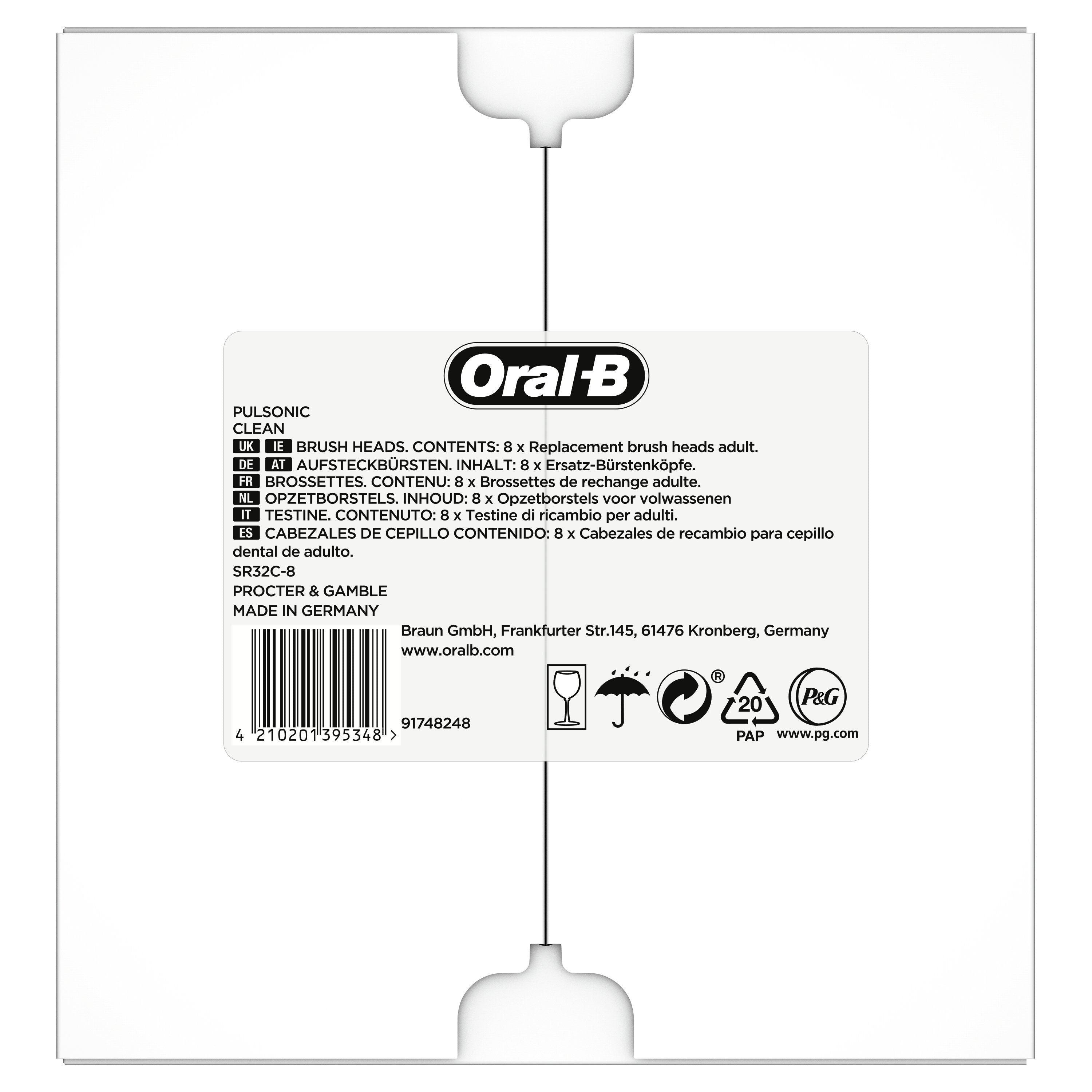 EAN 4210201395348 - Oral-B Pulsonic Clean 81748491 cepillo de cabello 8 pieza(s) Blanco imagen 2