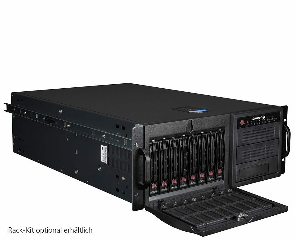 Bluechip Serverline T30334s Silent/Quiet-Server, Tower, Intel® Xeon® 6315p Procesador / Hasta 5.20 Ghz, 32 Gb Ddr5, 2 X 960 Gb Ssd, 2 X Gigabit Ethernet