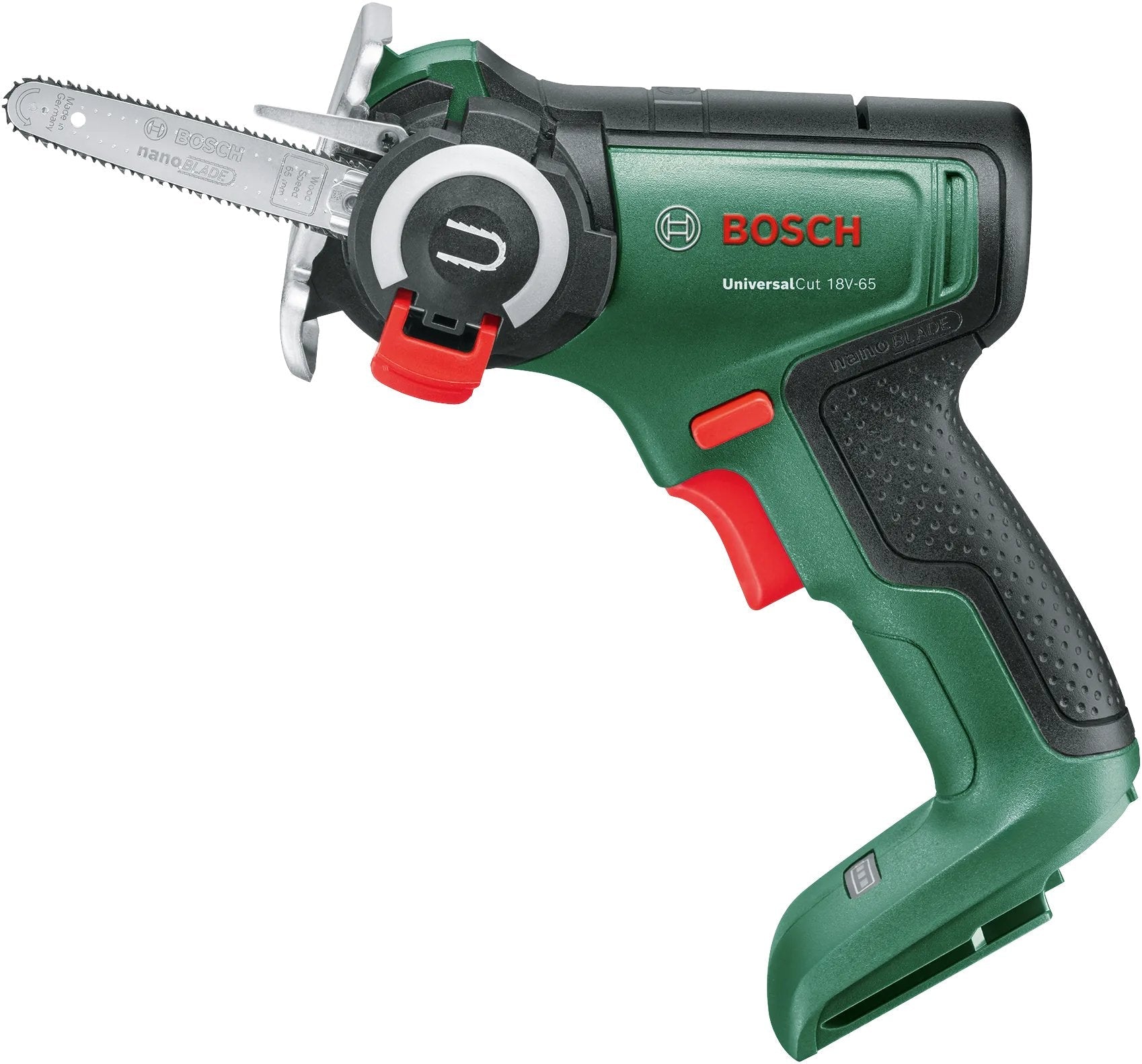 Sierra Inalámbrica Bosch Nanoblade Universalcut 18v-65 Solo, 18 Voltios, (Verde/Negro, Sin Batería Ni Cargador, Power For All Alliance) 06033d5200