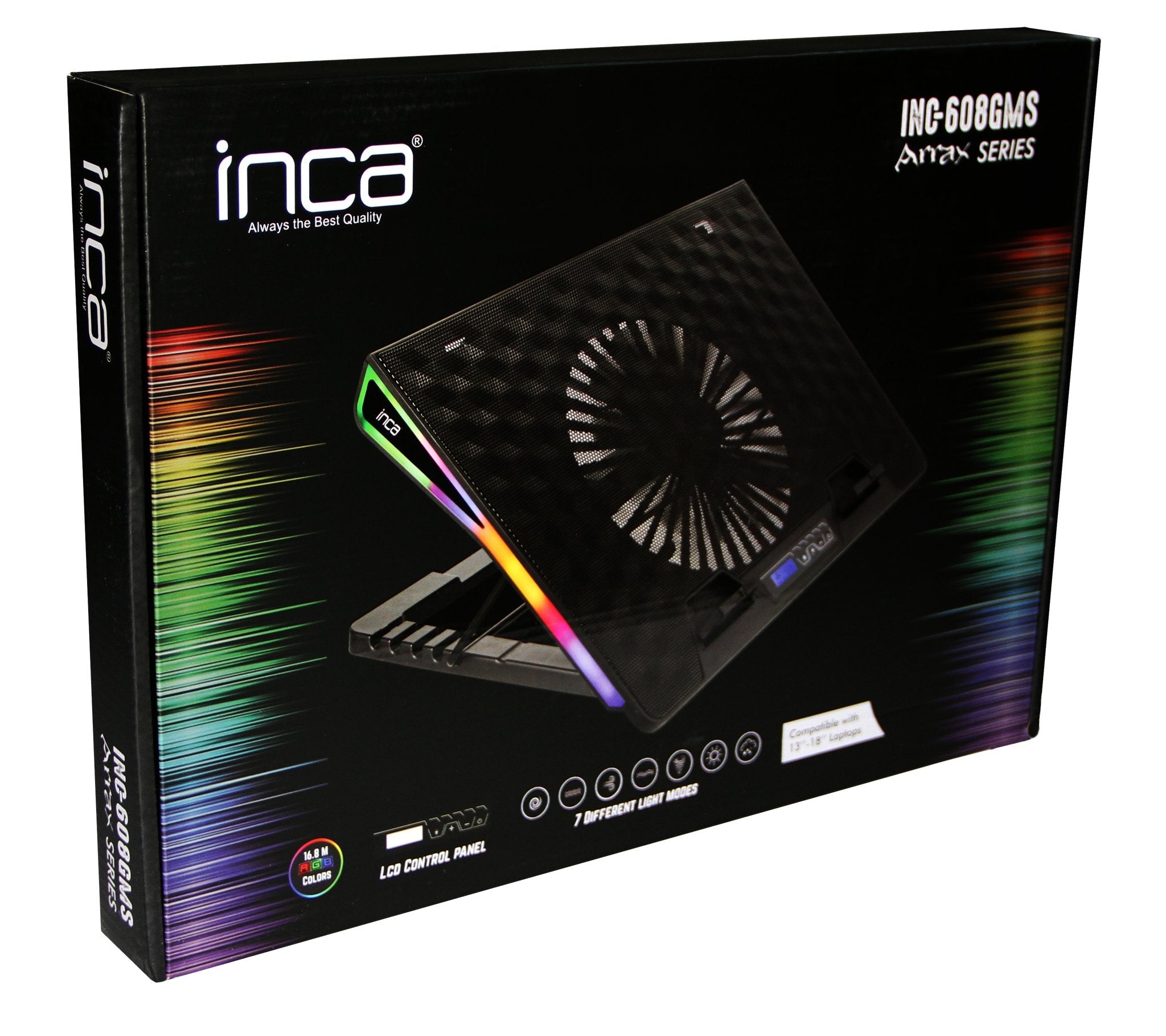 Base Refrigeracion Inca Arrax Ser.Big Fan,Rgb Frame,Lcd Pan,7 Rgb Mode