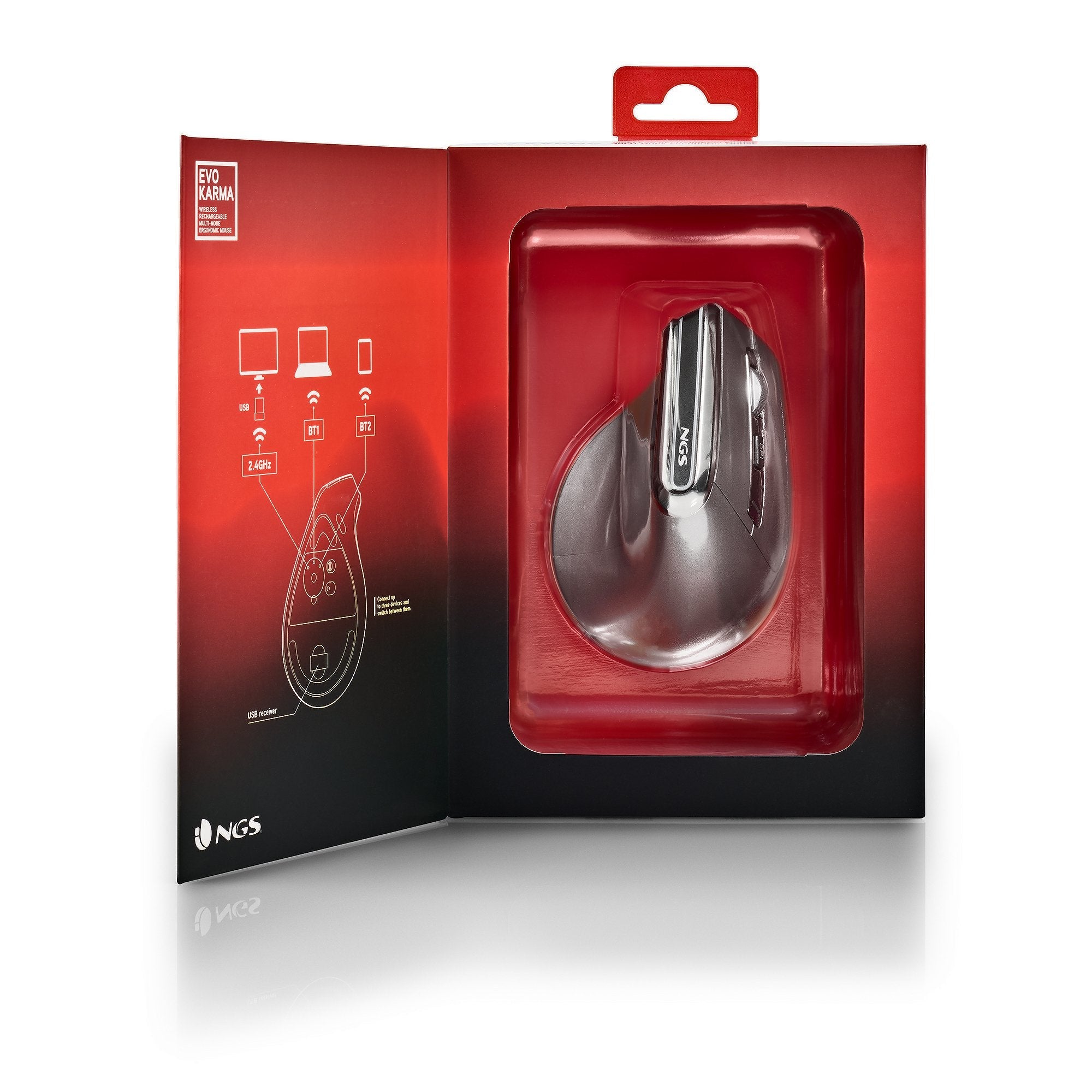 EAN 8435430621259 - NGS EVO KARMA ratón Oficina mano derecha RF Wireless + Bluetooth Óptico 3200 DPI imagen 8