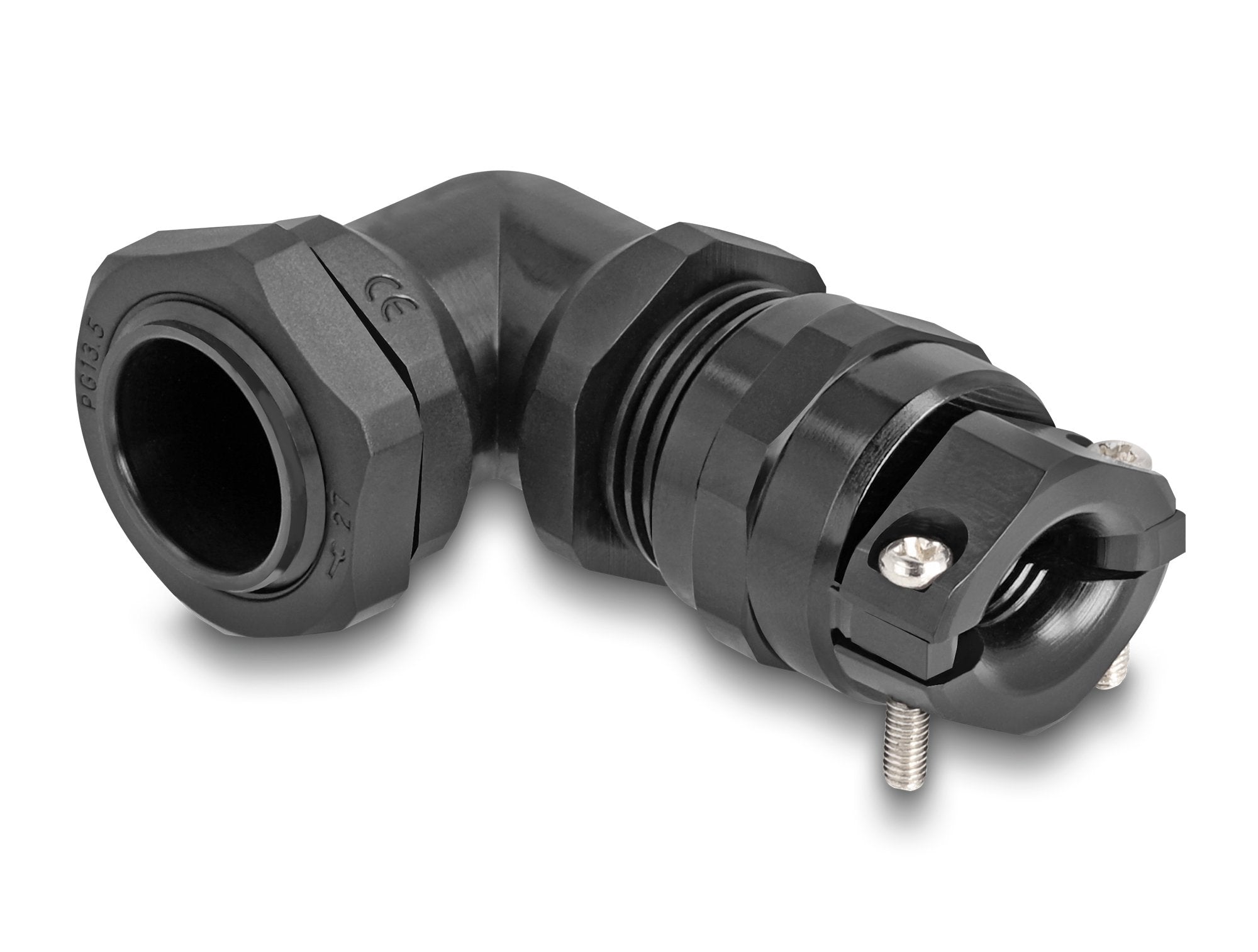Delock 60595 Prensaestopas Con Alivio De Tensión Y Protección Contra La Flexión Ángulo De 90 ° Pg13,5 Negro