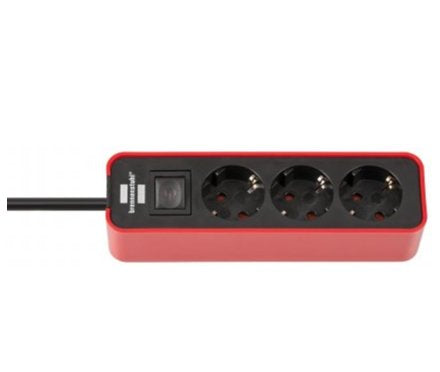 Brennenstuhl 1153230070 Base Múltiple 1,5 M Interior Negro, Rojo, Regleta Rojo/Negro, 1,5 M, Interior, Negro, Rojo