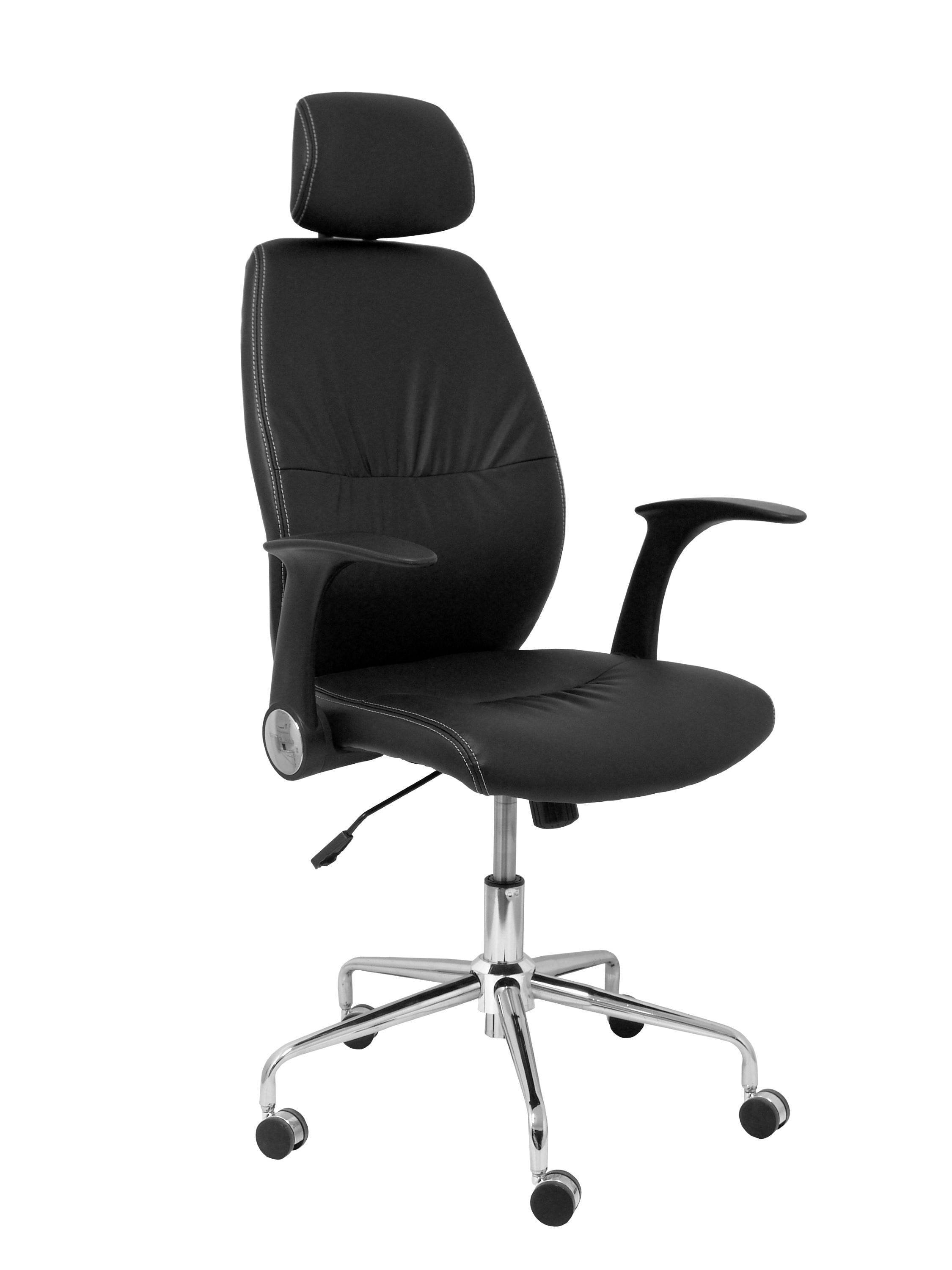 Silla Huelves Similpiel Negro Con Cabecero