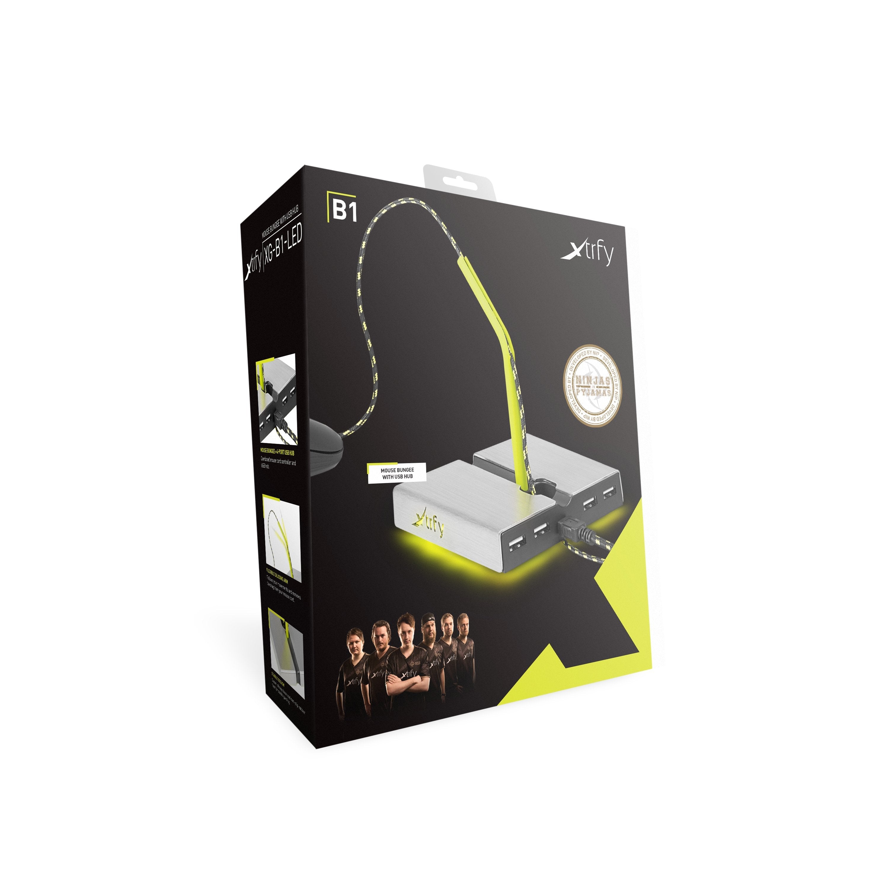 Cherry Xtrfy Zub B1 Raton Bungee Plata Amarillo Hub De Interfaz Usb 2.0