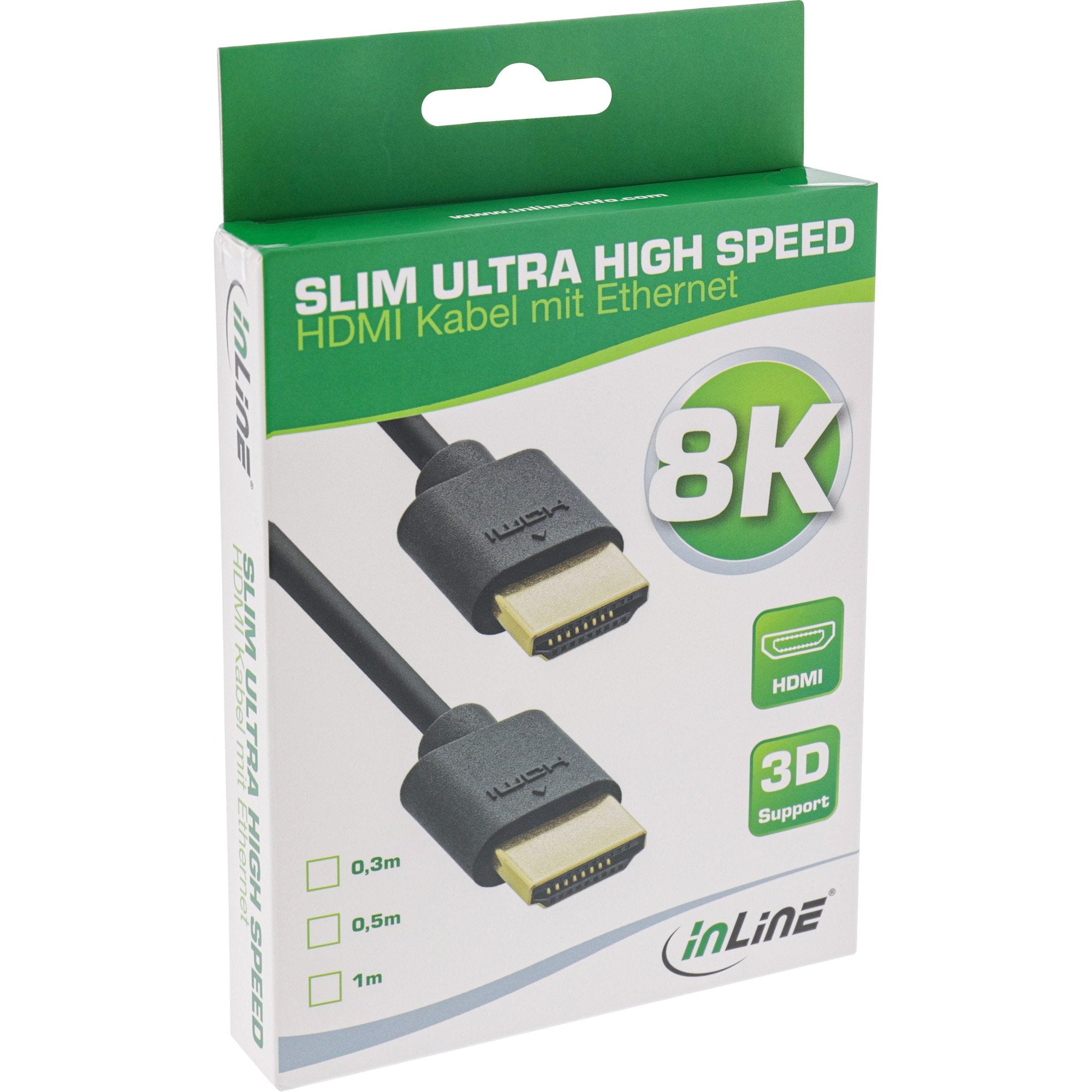 Inline Cable Slim Ultra High Speed Hdmi M/M 8k4k Negro 0,5 M