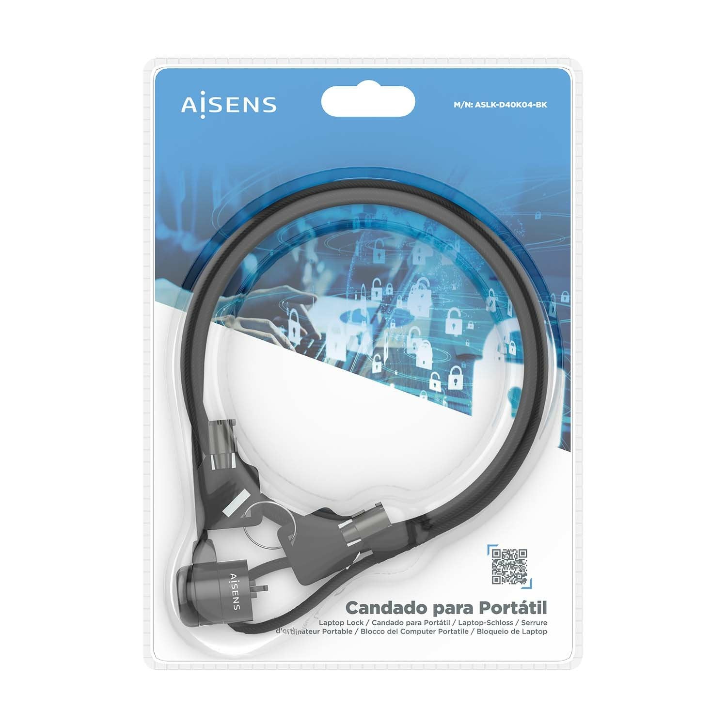 EAN 8435739901229 - AISENS ASLK-D40K04-BK cable antirrobo Negro 1,5 m imagen 7
