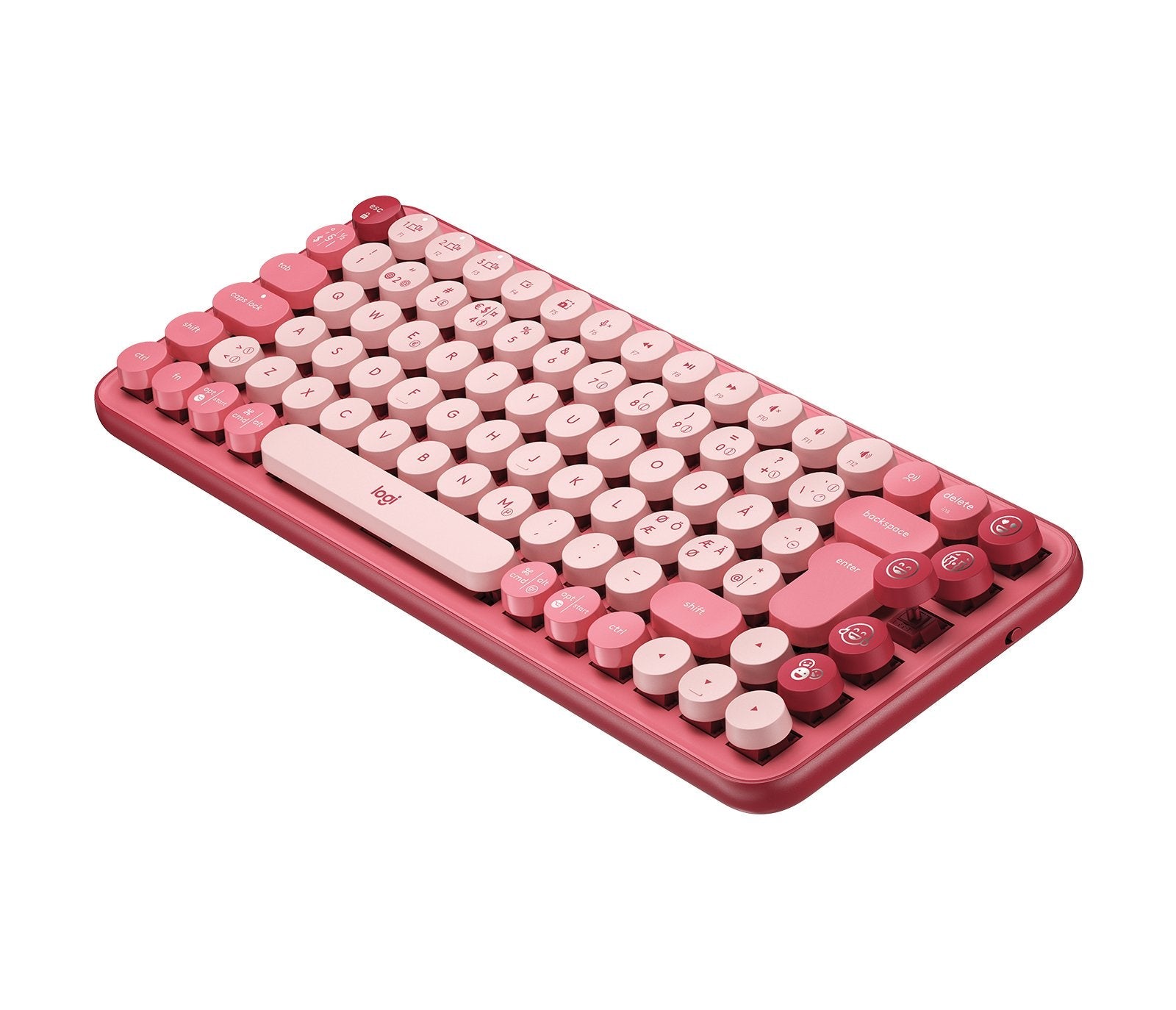 Teclado Nórdico Logitech Pop Keys Wireless Mechanical Keyboard With Emoji Keys Rf Wireless + Bluetooth Qwerty Borgoña, Rosa, Rosa