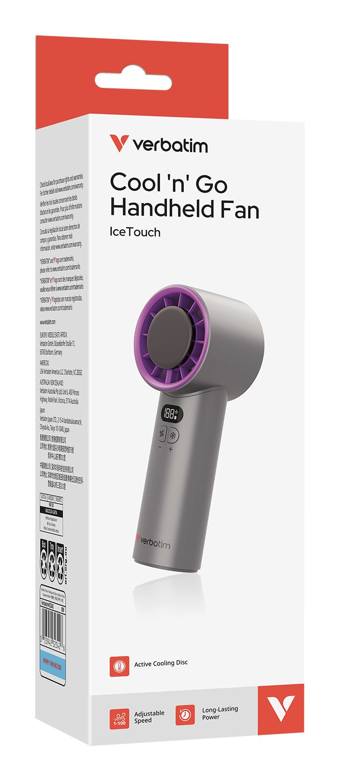 EAN 0023942323426 - Verbatim Cool 'n' Go Ice Touch Gris, Púrpura Ventilador de mano imagen 5