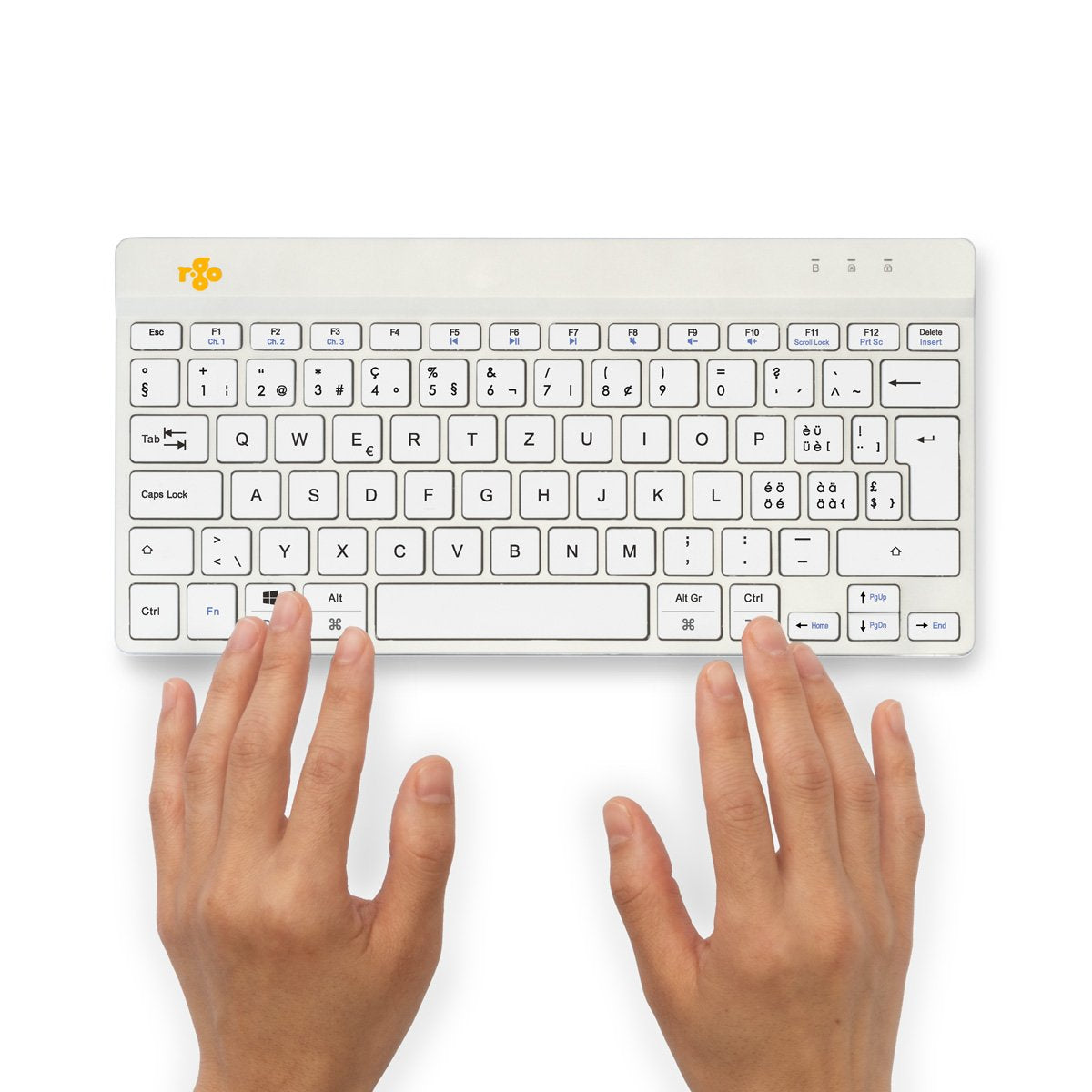 R-Go Compact Break Keyboard, Qwertz (Ch), Bluetooth, White
