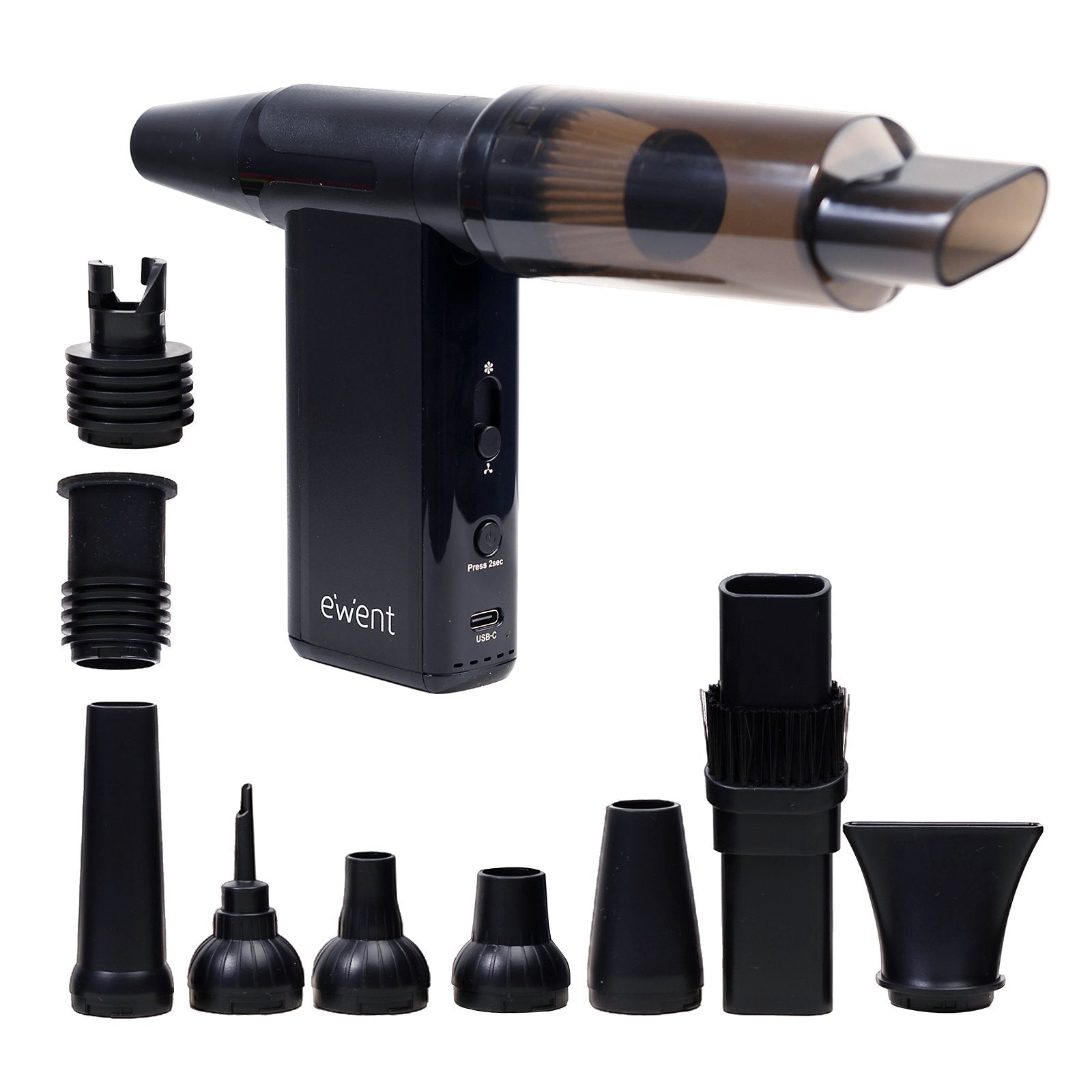 Ewent Pistola De Aire Comprimido 8 Velocidades, Aspirador, Bomba De Vacio E Inflador (180000 Rpm)