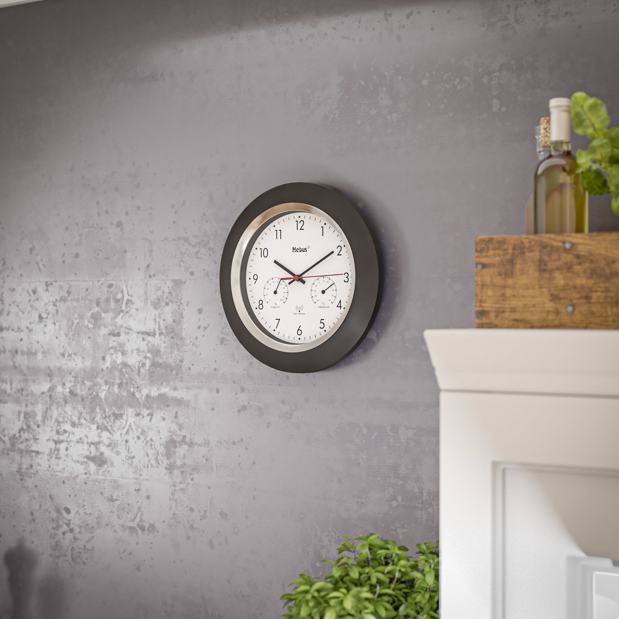 Relojes De Pared Mebus 19453 Funk-Wanduhr Mit Thermo-/Hygrome