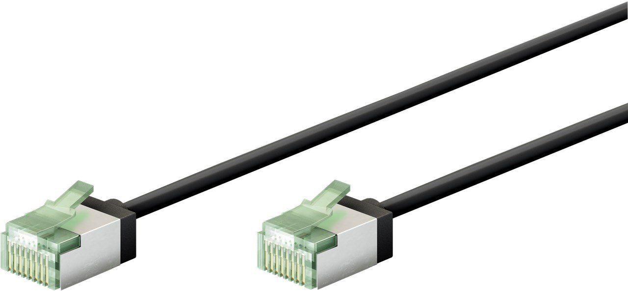 Goobay Cable Patch Ultraflexible Cat.8.1 Delgado, U/Ftp Negro, 2 Metros, Clavijas Extracortas 74354