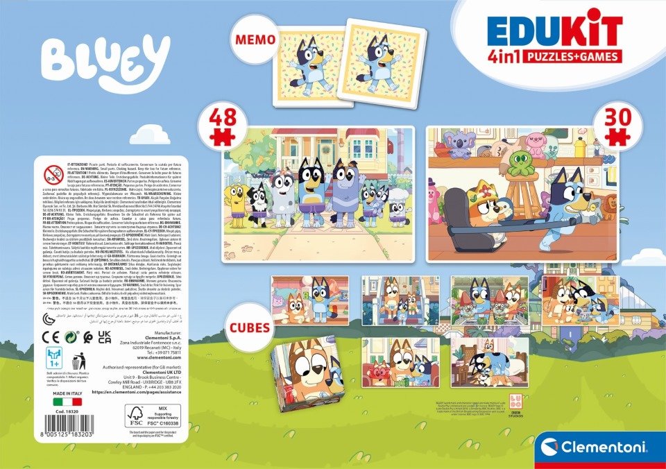 EAN 8005125183203 - Clementoni Boîte de jeu 4 en 1 Bluey Edukit imagen 6