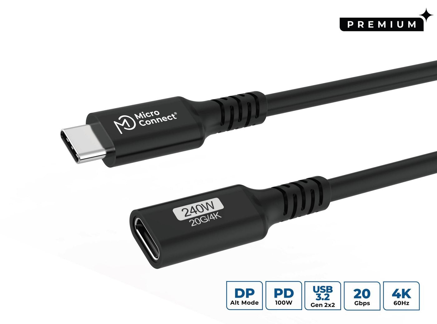 Cable Premium Usb-C Extender 0.15m 20gbps, 240w, Usb 3.2