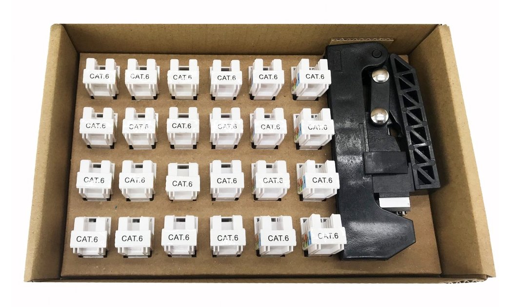 Techly Iwp-Kit-C6u90 Juego De 24 Módulos Keystone Cat6 Utp Con Herramienta De Crimpado