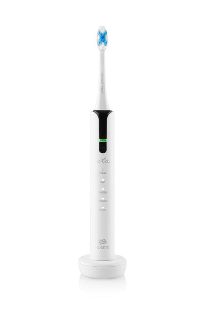 Eta Eta270990000 Set De Cepillos De Dientes Eléctricos Sonetic, 5 Modos De Limpieza, 2 Cepillos De Dientes, 4 Cabezales De Repuesto, Negro Y Blanco