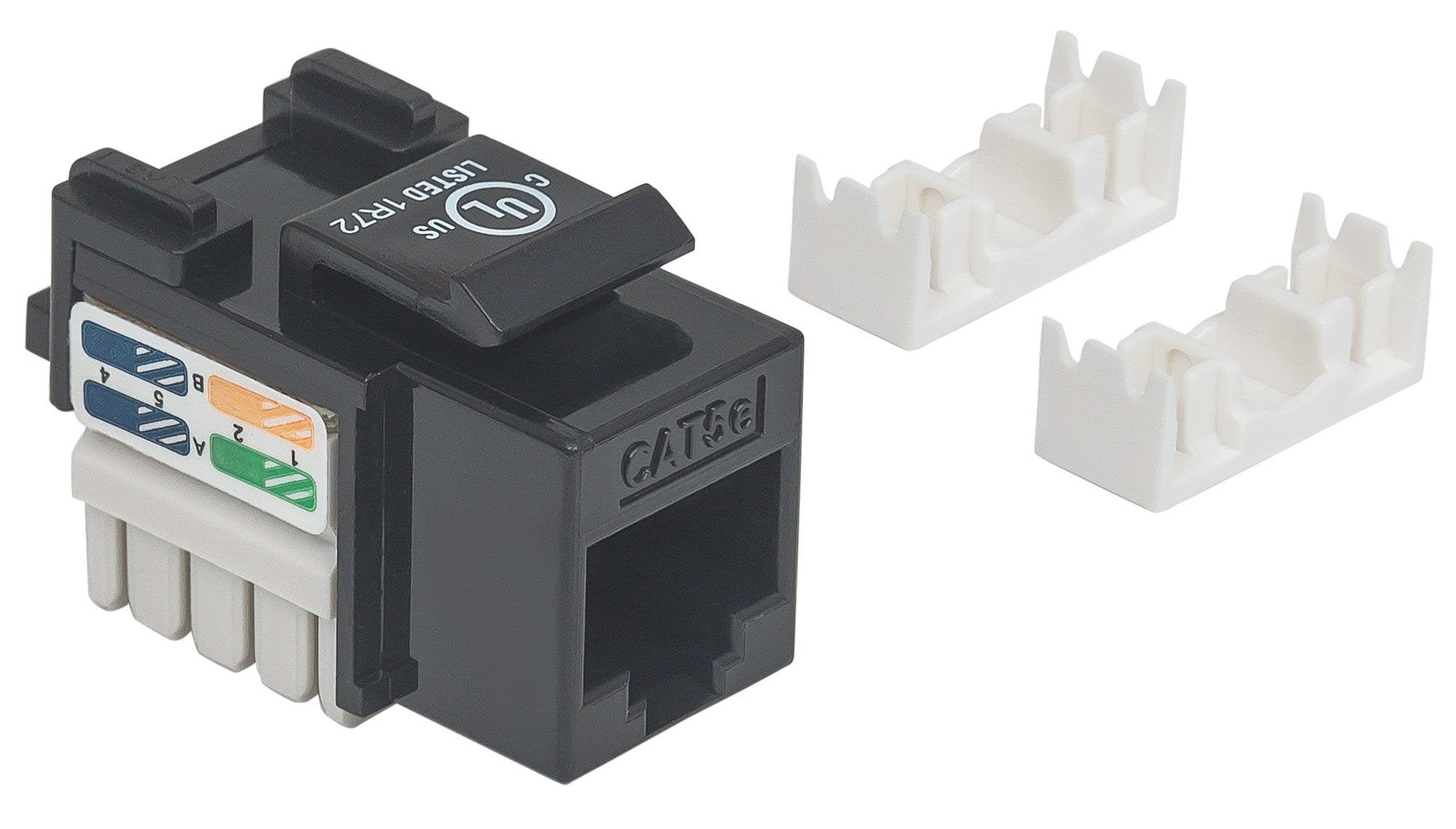 Intellinet Cat5e Keystone Jack, Utp, Negro, Punch-Down