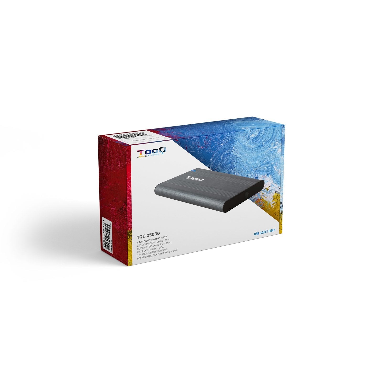 Tooq Carcasa Externa Hdd/Ssd 2.5" Usb 3.0/3.1 Gen 1 - Sata I, Ii Y Iii - Cable Usb3.0 Tipo Micro-B A Usb3.0 Tipo A
