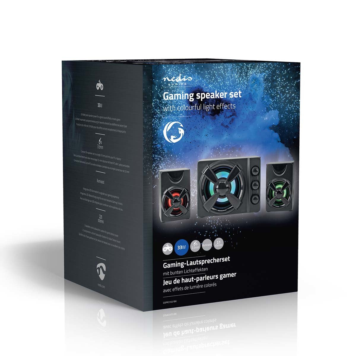 Nedis Altavoces Gaming Altavoz: 2.1 Alimentado Por Usb 3.5 Mm Macho 33 W Led