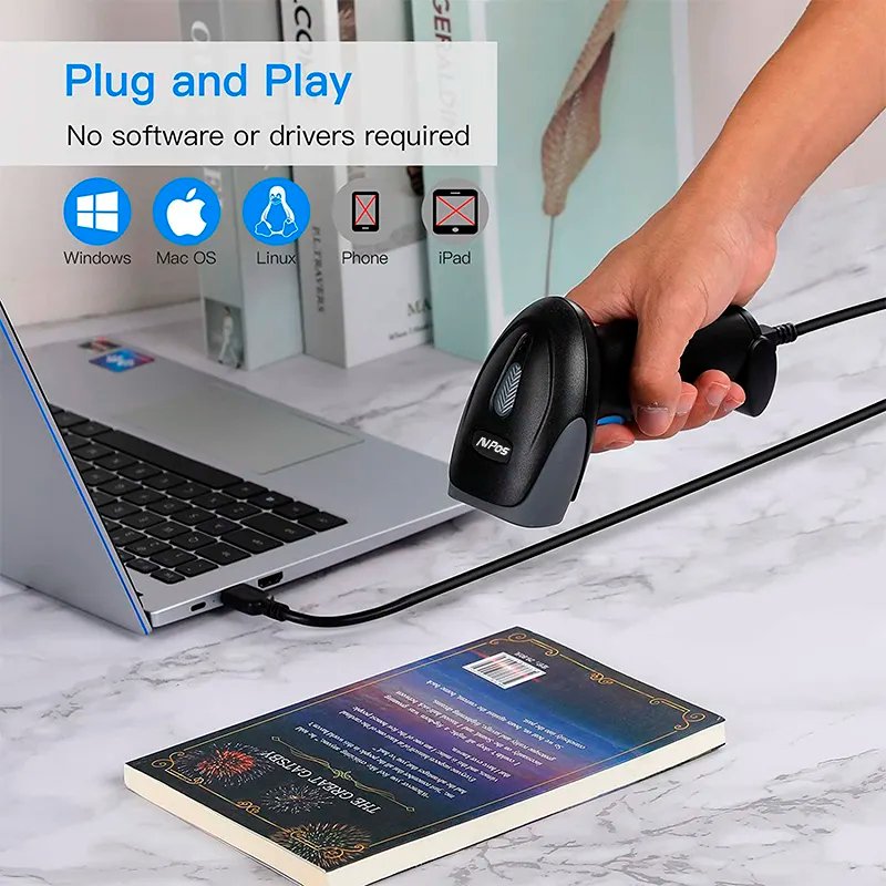 EAN 7427255570332 - AVPos AVP-930-2D lector de código de barras Lector de códigos de barras portátil 1D/2D CMOS Negro imagen 9