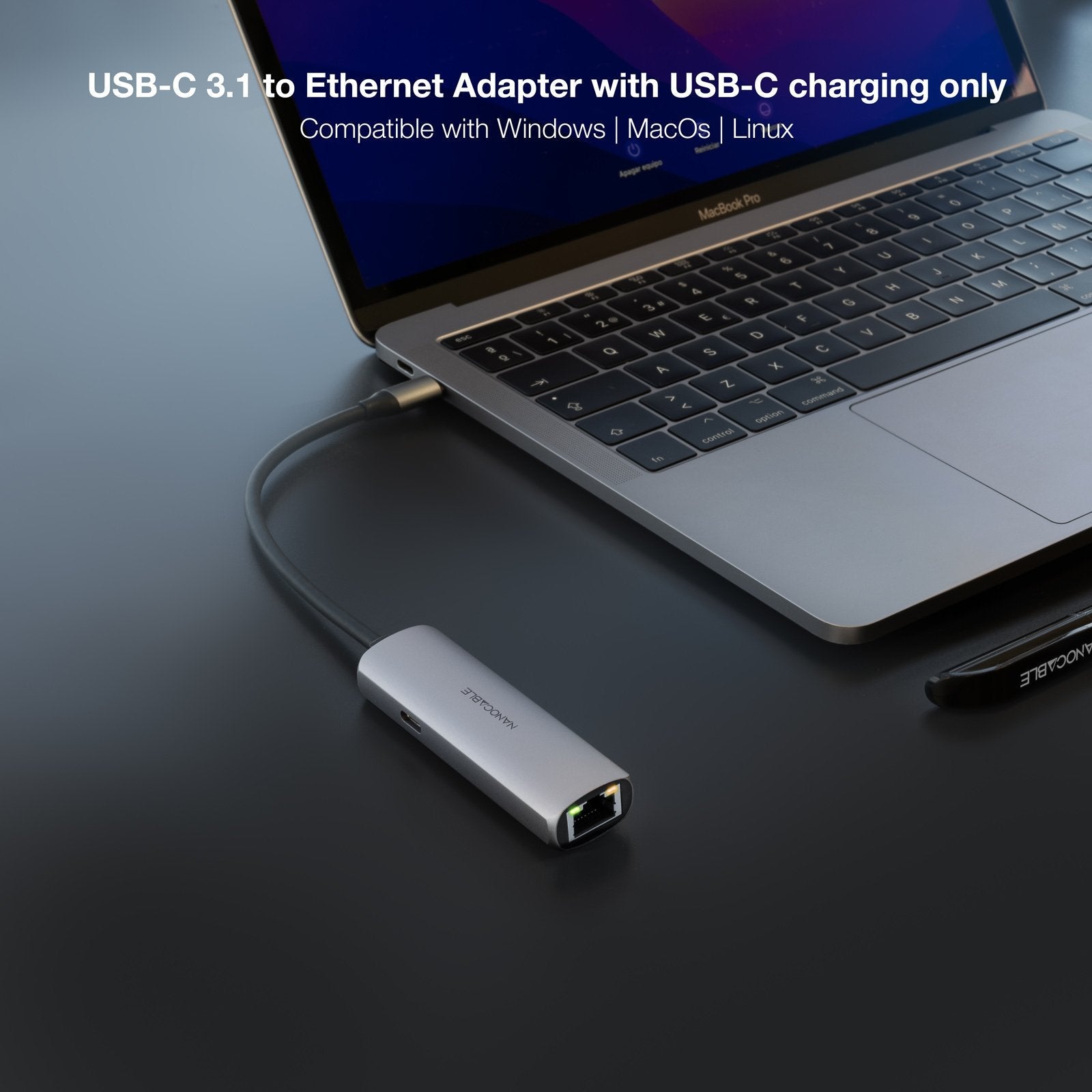 Hub Usb Tipo-C 3.1 Nanocable 10.16.4603 1xusb Tipo-C Pd 1xrj45 Gris