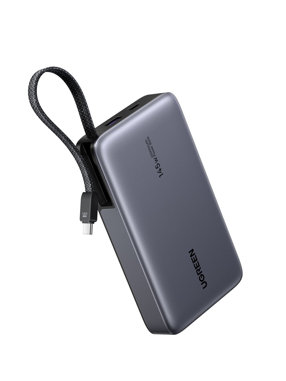Ugreen Pb551 20.000mah 145w Powerbank 1x Usb-C 1x Usb-A 1x Integriertes Usb-C Cable Display