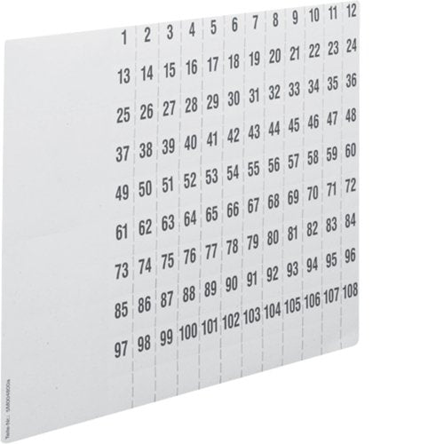 Hager Beschriftungsbgen Universz Zz90c Nummerierung 1-108 Din A4 10 Unidades