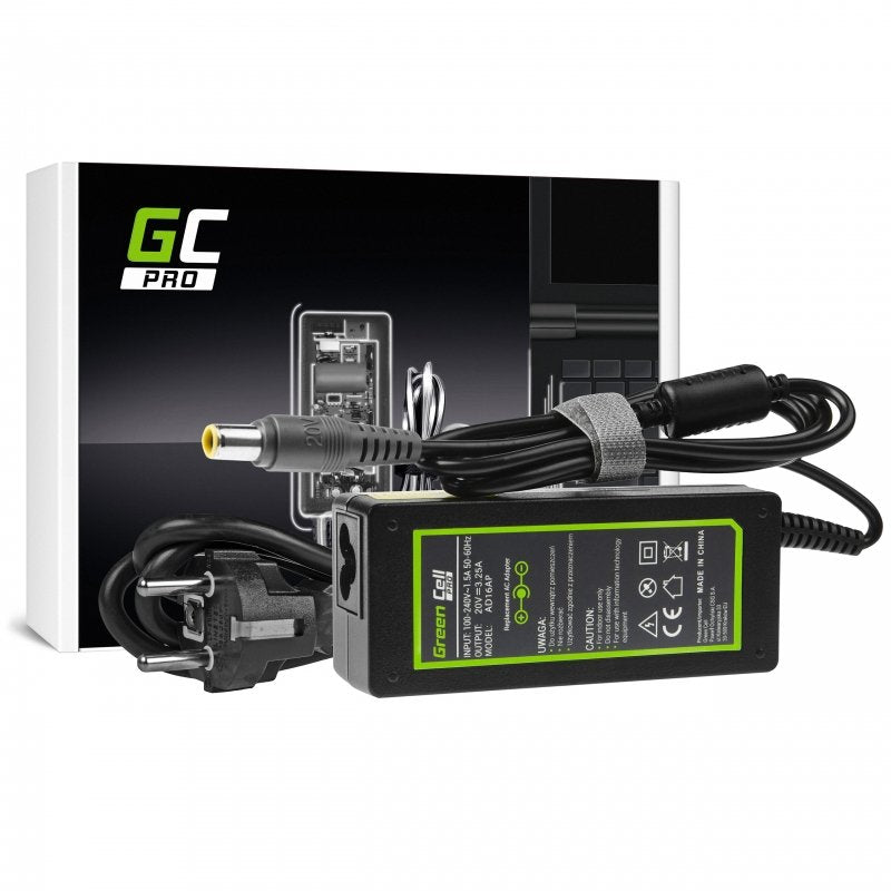 Cargador Green Cell Pro 20v 3.25a 65w Para Lenovo B590 Thinkpad R61 R500 T430 T430s T510 T520 T530 X200 X201 X220 X230