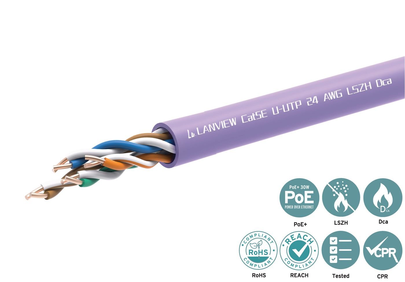 EAN 5715063117231 - Lanview LVN122152 cable de red Púrpura 305 m Cat5e imagen 2