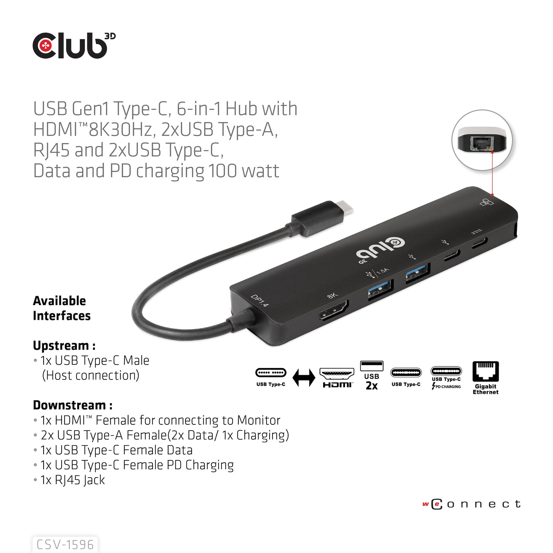 EAN 8719214472344 - CLUB3D CSV-1596 base para portátil y replicador de puertos USB 3.2 Gen 1 (3.1 Gen 1) Type-C Negro imagen 8