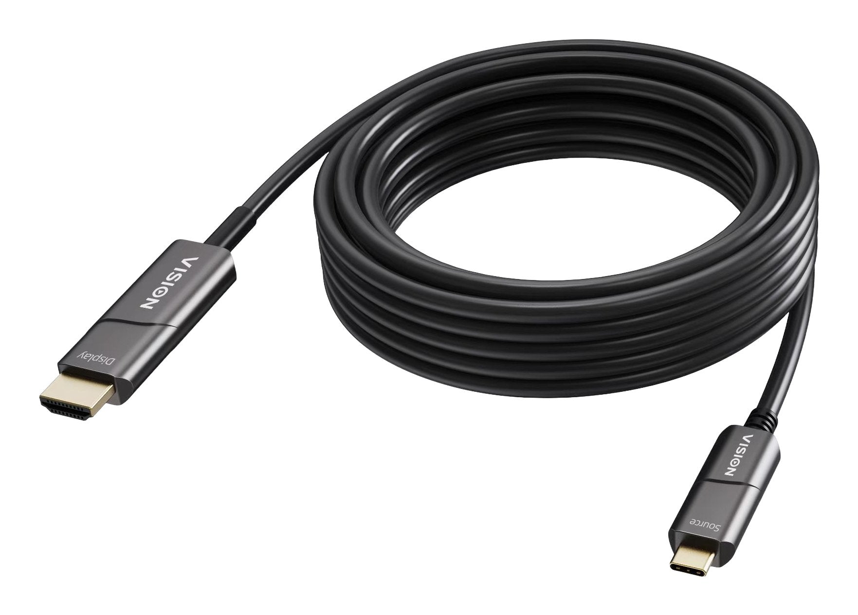 Cable Usb C A Hdmi De 10 M 4k A 60 Hz Conectores Chapados En Oro Dp 1.2 Hdmi 2.0 Soporta Cec Edid Hdr Hdcp 2.2 Usb C 3.2 (M) A Hdmi (M) Diámetro Exterior 4.5 Mm 18 Gbps Fibra Óptica Activa Om3 Negro